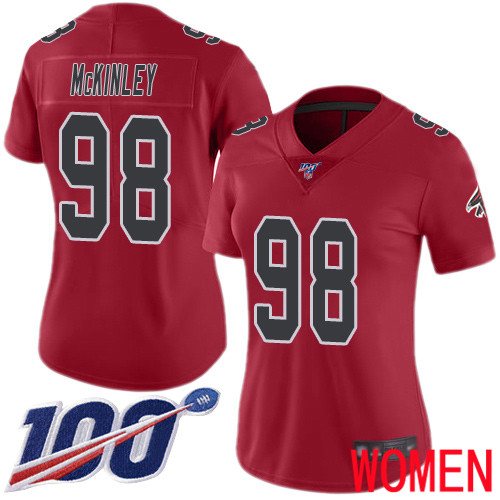 Atlanta Falcons Limited Red Women Takkarist McKinley Jersey NFL Football #98 100th Season Rush Vapor Untouchable